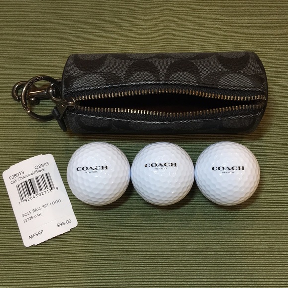 HP🎉COACH 3-GOLF BALLS Set, Signature Black Canvas - Picture 2 of 8